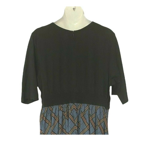 ❣️eShakti Pockets Plaid Mixed Media Half Sleeve Fall Office Career Twofer Dress - Picture 6 of 7